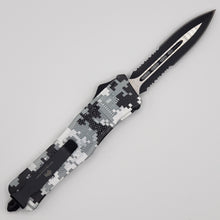 Load image into Gallery viewer, Large Buffalo Urban & Green CAMO OTF knife, 9.5 inches open