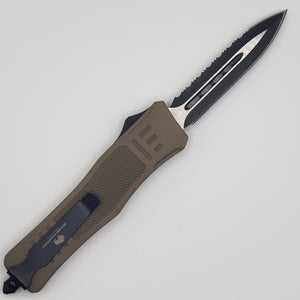 Large Buffalo Cerakote OTF knife, 9.5 inches open