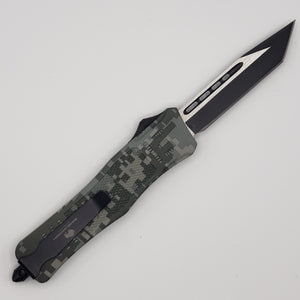 Large Buffalo Urban & Green CAMO OTF knife, 9.5 inches open